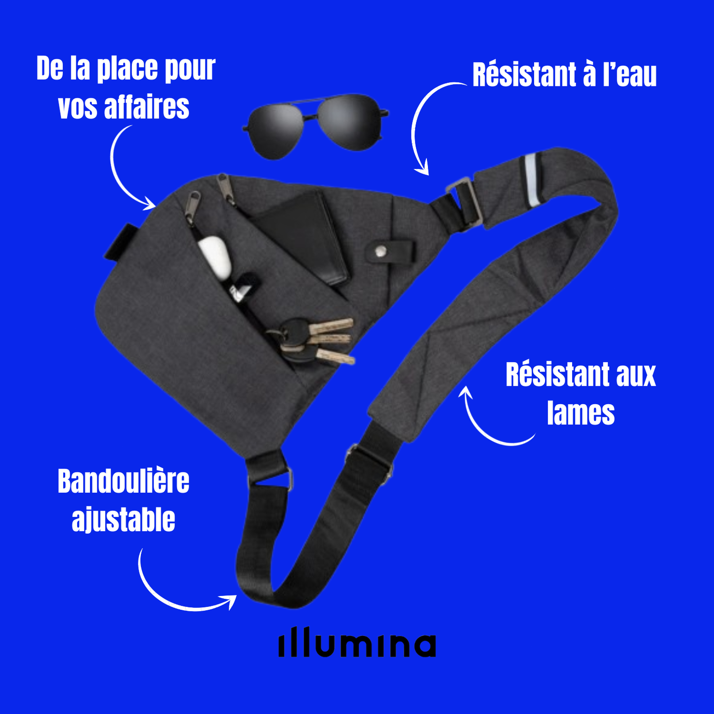 Sac bandoulière antivol - Illumina